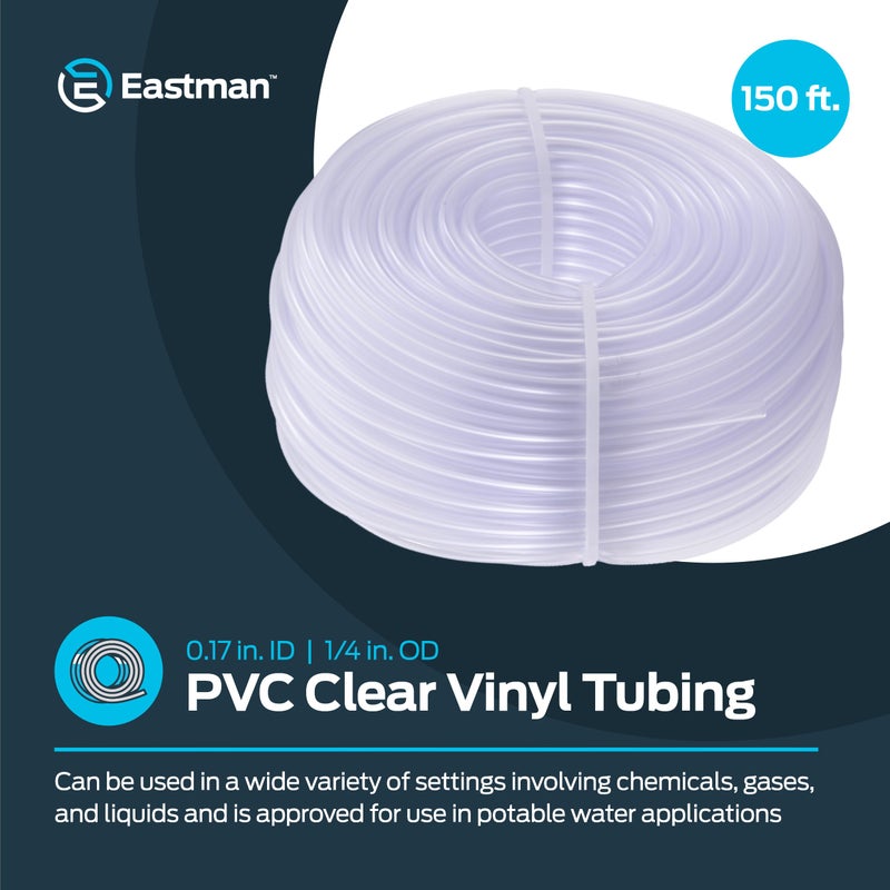Eastman 0.17 Inch ID (1/4 Inch OD) PVC Clear Vinyl Tubing, 150 Foot Length, 98616 - Image 2